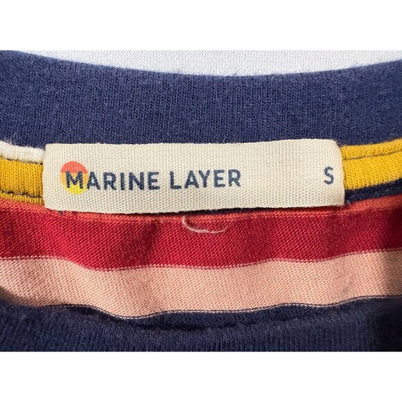 Marine Layer Merritt Crew Multi Stripe Long Sleeve Crew Cotton Modal Shirt Sz S - Picture 5 of 8